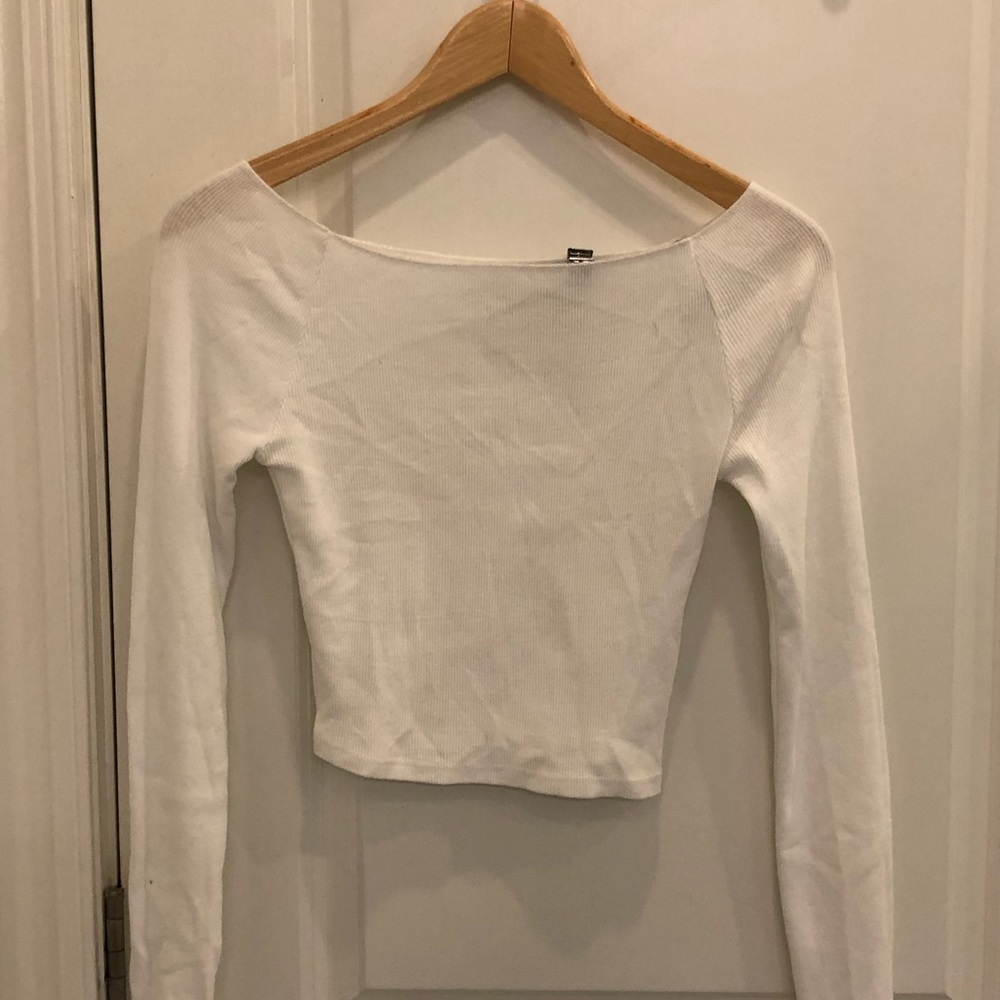 Brandy Melville Off the Shoulder White Long Sleeve